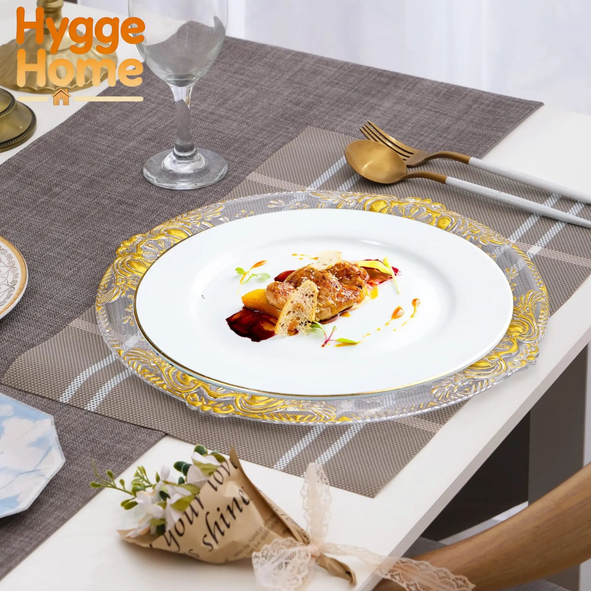 Crystal Charger Plate Gold Silver